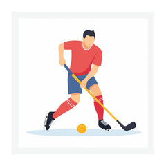 Fototapeta premium Flat design illustration of a hockey player with stick and ball
