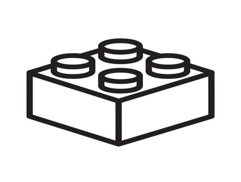 Stacked Building Block Toy Brick Icon in Minimalist Line Art Vector Illustration
