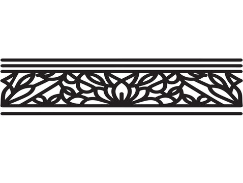 Decorative Border Pattern with Floral Ornament Line Art Vector Illustration