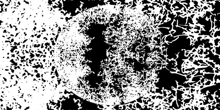 Abstract textured overlay of a moon or circular object with irregular white patterns against a dark background, creating a sense of depth and complexity.