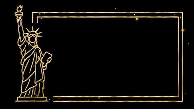 American-themed overlay featuring a metallic Liberty silhouette and rectangular border, suitable for national celebrations, broadcast graphics, and formal presentations