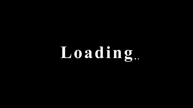 Loading screen animation text isolated on black background simple clean against a solid wait process indicator progress computer wait process indicator progress computer