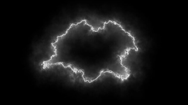 White glowing aurora waves forming center opening frame on dark background