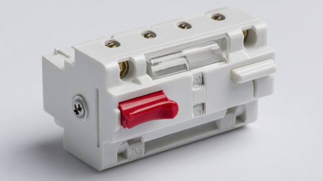 Electrical Fuse Box with Red Switch and Wires in Modern Installation