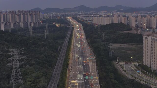 Aerial Photography of Urban Transportation Hubs at Night