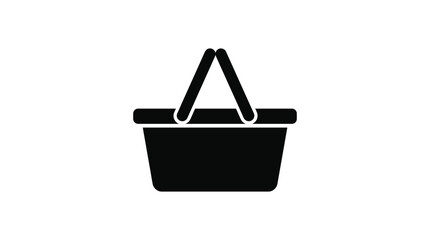 Obraz premium Picnic Basket Silhouette On White Background Minimalist Design