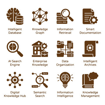 Advanced artificial intelligence and data knowledge icons with artificial