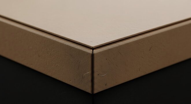 Minimalist close-up of 12 square boxes featuring a textured beige surface and sharp architectural edges set against a dark background for modern design