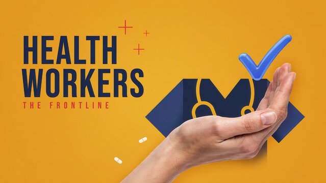 Health workers on frontline providing medical care with stethoscope