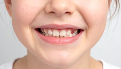 Fototapeta premium A close-up of a smiling person's face, showing their teeth and lips