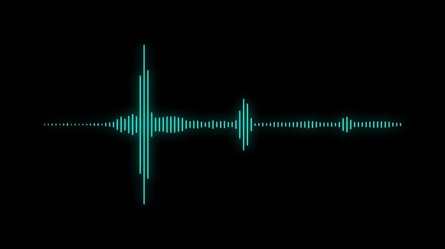 Neon cyan audio waveform equalizer animation on black background, for music visualization