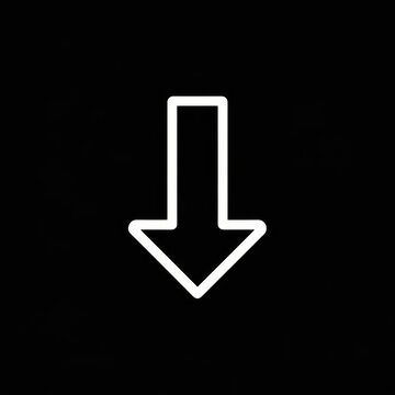 Simple white outline down arrow icon on black.