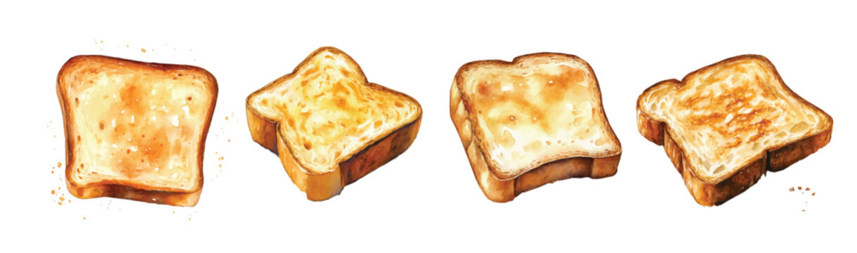 Minimal yet artistic elements for creative designs. hand-drawn paint, Simple Illustration, A beautiful painting of a toast bread slice, EPS format, isolated on a white background