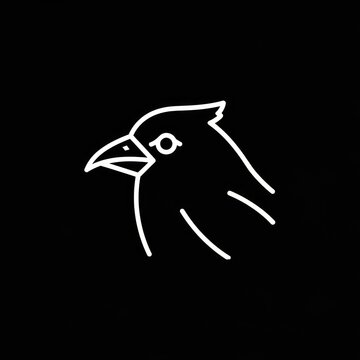 Stylized bird head profile linear graphic icon