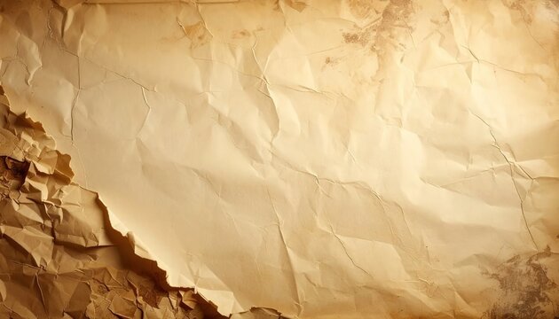 Torn edge vintage parchment paper on light background.