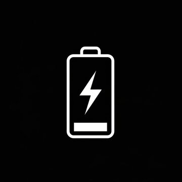 Vertical battery charging icon with lightning bolt symbol.