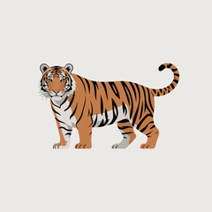 Obraz premium Detailed vector illustration of a majestic standing orange tiger featuring bold black stripes and a sleek modern graphic design style