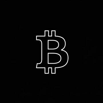 White outline of a Bitcoin cryptocurrency symbol icon.