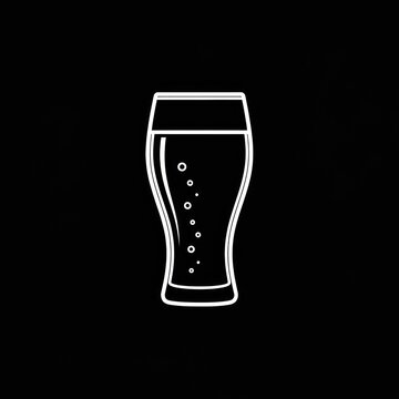 White outline tall beer glass icon with bubbles.