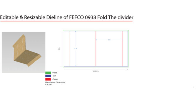 Cardboard divider, 3 d model and template, folding diagram