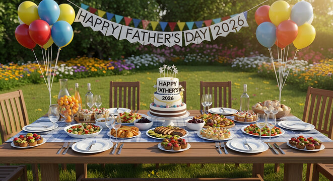 Father's Day celebration dinner party in garden