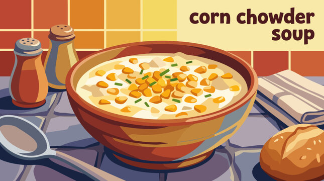 corn chowder soup cuisine food recipe culinary homemade traditional delicious meal bowl ingredients comfort dining creamy texture sweet kernels rich flavor