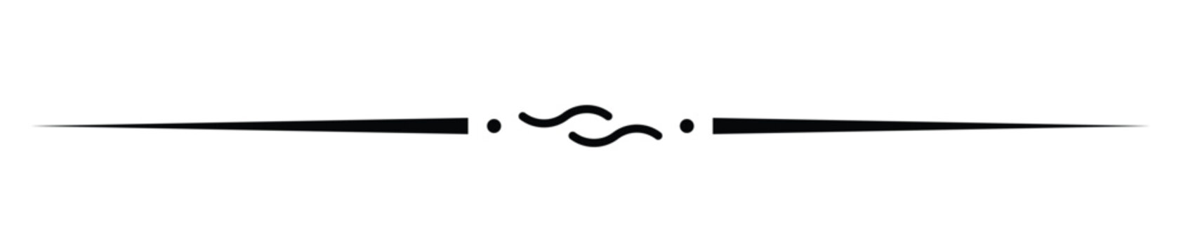 Elegant black horizontal decorative line divider with stylish wavy design elements for page separation