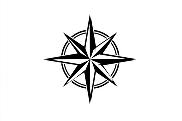 Obraz premium Compass Rose Graphic: A stylized compass rose, rendered in black and white, symbolizing direction and navigation. The graphic features eight prominent points radiating from a central circle.