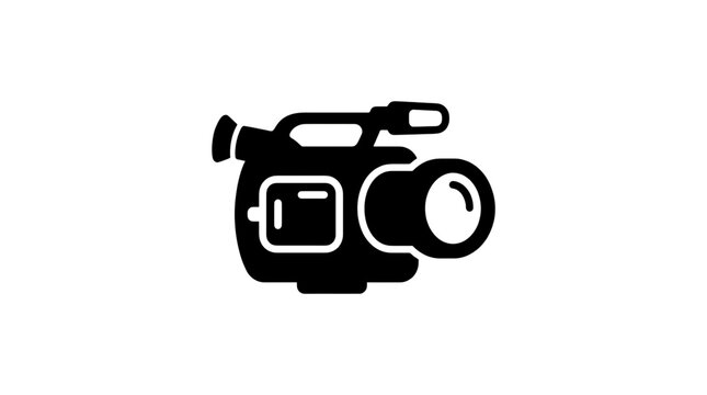 Minimalist video camera icon representing professional media production and filmmaking services isolated on a clean white background for digital interface design