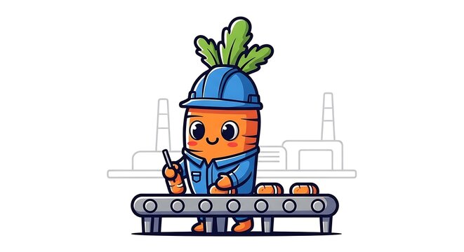 Cartoon train conductor with cheerful expression.