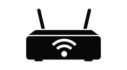 Fototapeta premium Wireless router with wifi signal black silhouette