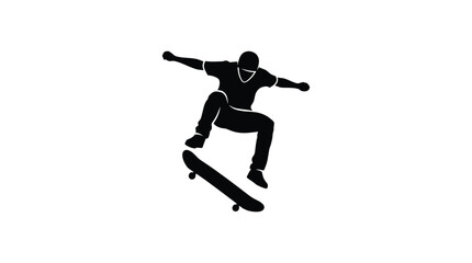 Skateboarder In Mid Air Silhouette skateboard skater © Om Studio