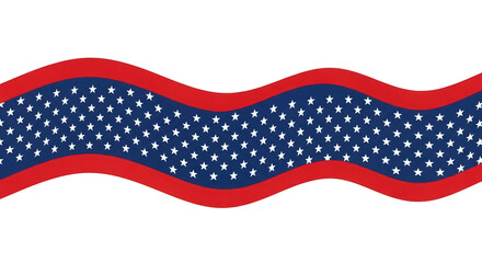 Fototapeta premium Wavy american flag pattern border with stars and stripes isolated on transparent background