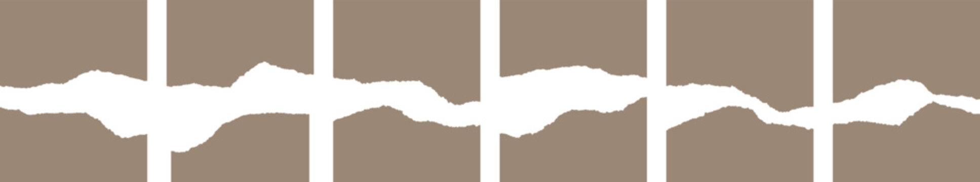 Collection of old paper sheets strip stroke with cut stuck edges. Vector illustration.