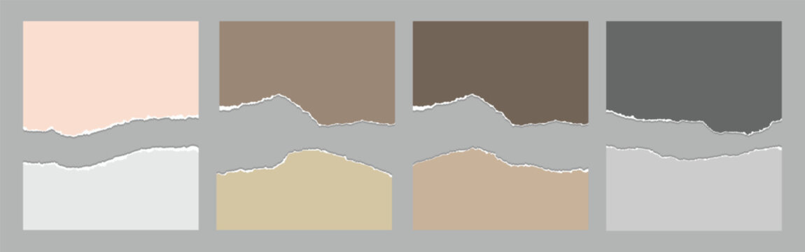 Set of ripped paper, New ripped paper jagged border, torn sheets paper top, collection of torn, Paper torn strip stroke with cut stuck edges. Vector illustration