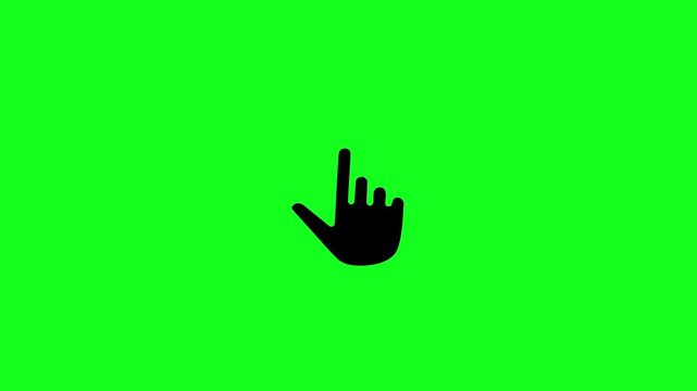 Mouse pointer hand click icon animation. Clicking finger icon. Animation of a looping finger mouse pointer on green background.