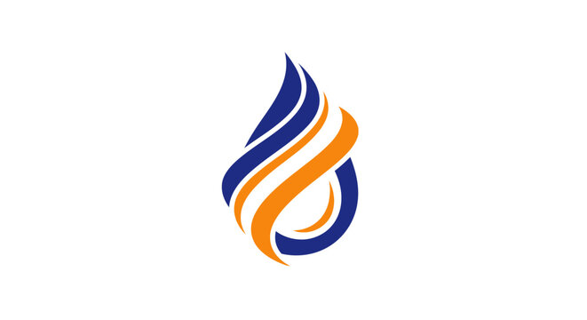 Abstract flame and water drop logo design concept.
