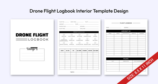 Drone Flight Logbook Kdp Interior Vector Template Design