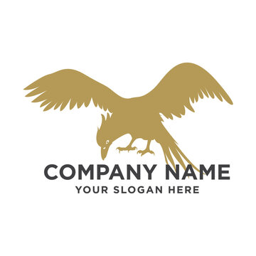 Minimalist Golden Phoenix Emblem, Winged Firebird Silhouette for Luxury Branding