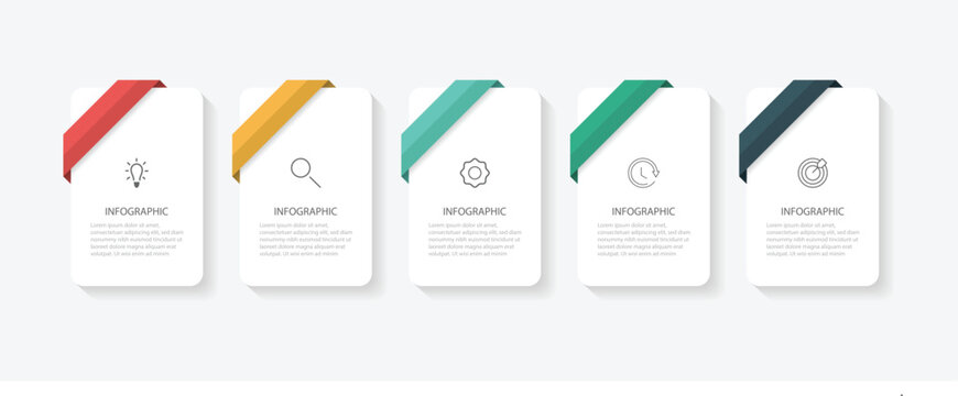 Vector infographic label template with icons. 5 options or steps. Can be used for info graphics, flow charts, presentations, web sites, banners. 
