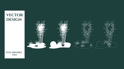 Bamboo and grass garden group vector set for landscape architectural site plan drawing. © Sara Studio