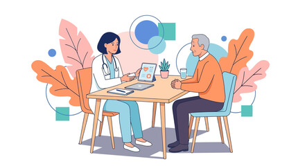 Fototapeta premium Doctor consulting elderly male patient.