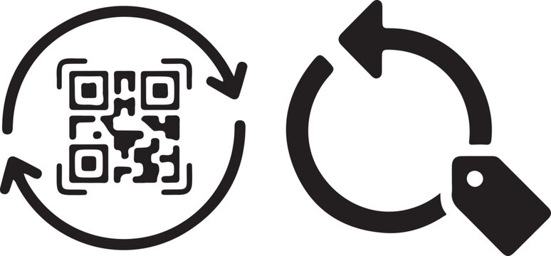 Recycling symbol with qr code and tag icons for digital marketing strategies