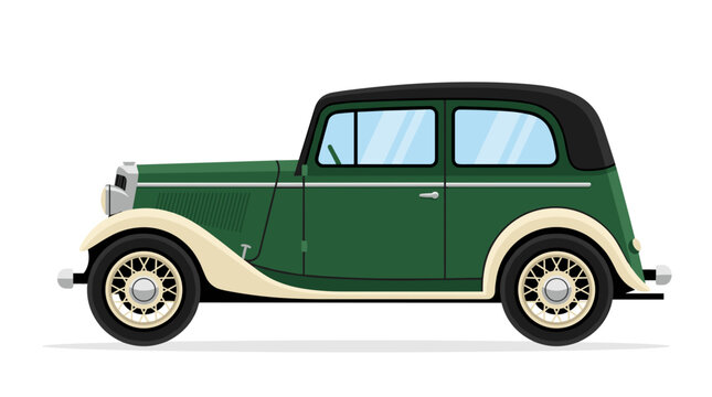 Classic vintage automobile in green and cream colors showcasing timeless design and nostalgic appeal for automotive enthusiasts