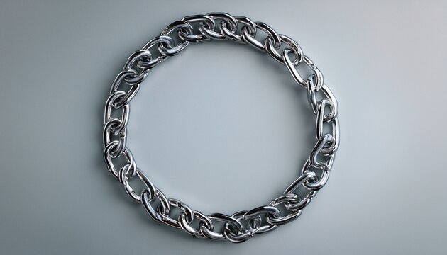 circular metal chain frame on a light gray background