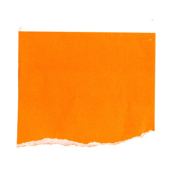 Orange paper with torn edge on top isolated on white background