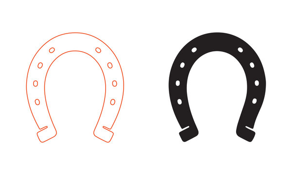 Horseshoe icons in orange outline and black solid styles