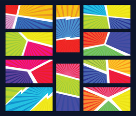 Obraz premium Colorful Abstract Geometric Shapes with Radiant Lines.