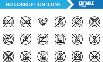 Fototapeta premium Simple No Bribery Icons Pack for Compliance Web Design
