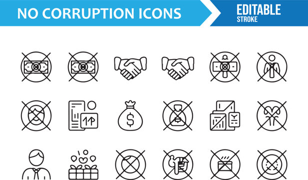 Minimal Anti Corruption Icons for Government and Policy Design